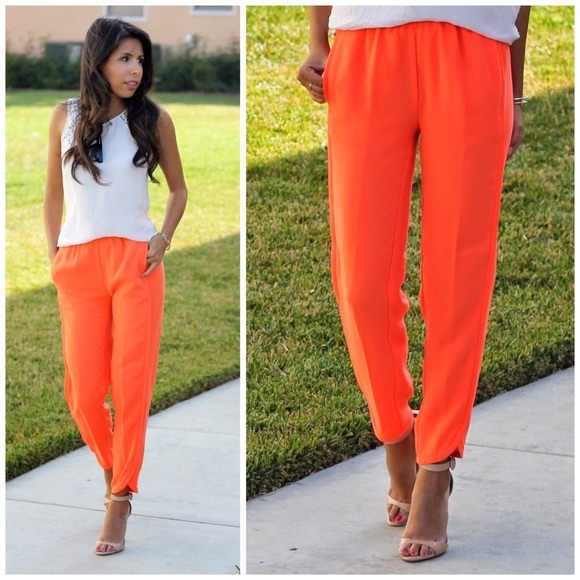 J. Crew Bright Orange Reese Pants NWT - Picture 7 of 8